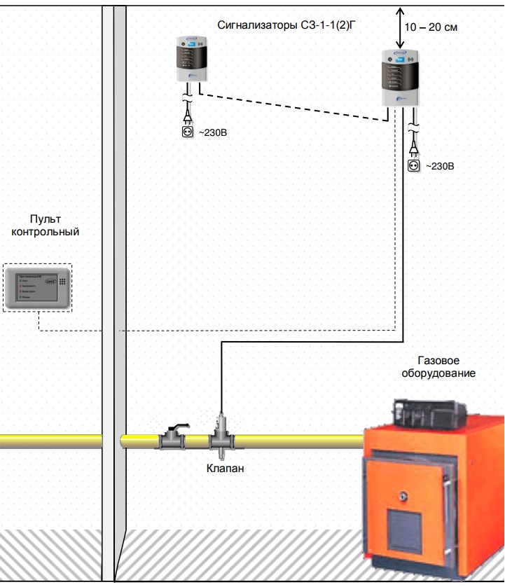 схема сигнализатора газа